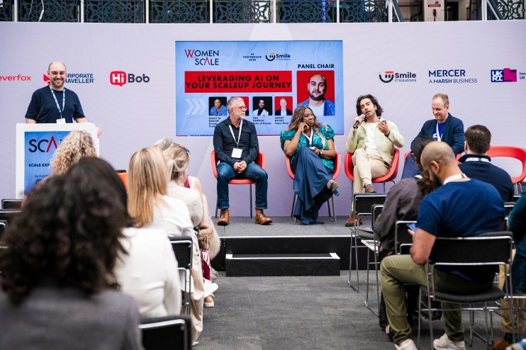 Panel discussion on Leveraging AI on Your Scaleup Journey at the SCALEEXPOSUMMIT event.